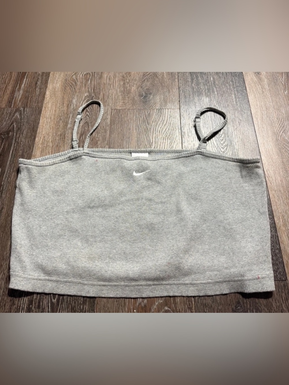 Nike Gray Ribbed Crop Bandeau Tank with Spaghetti Straps